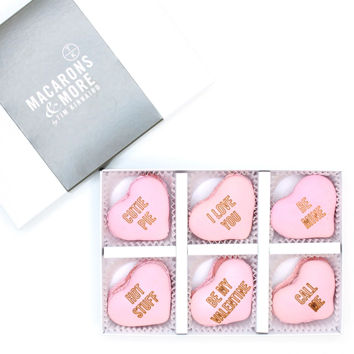 Engraved Heart Macarons - Box of 6 - Image 3