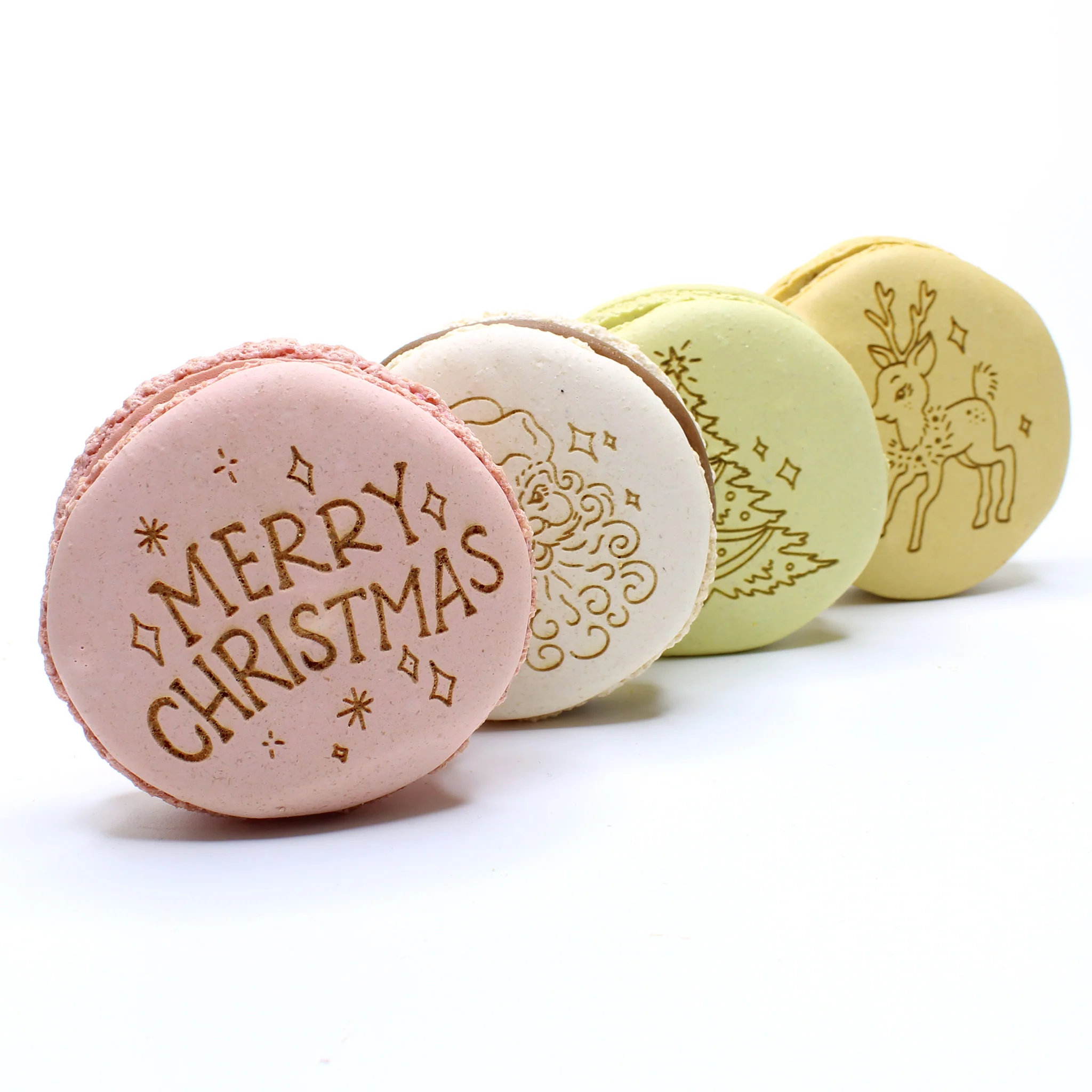 Festive Engraved Large Macarons - Mixed Box of 4 - Image 3