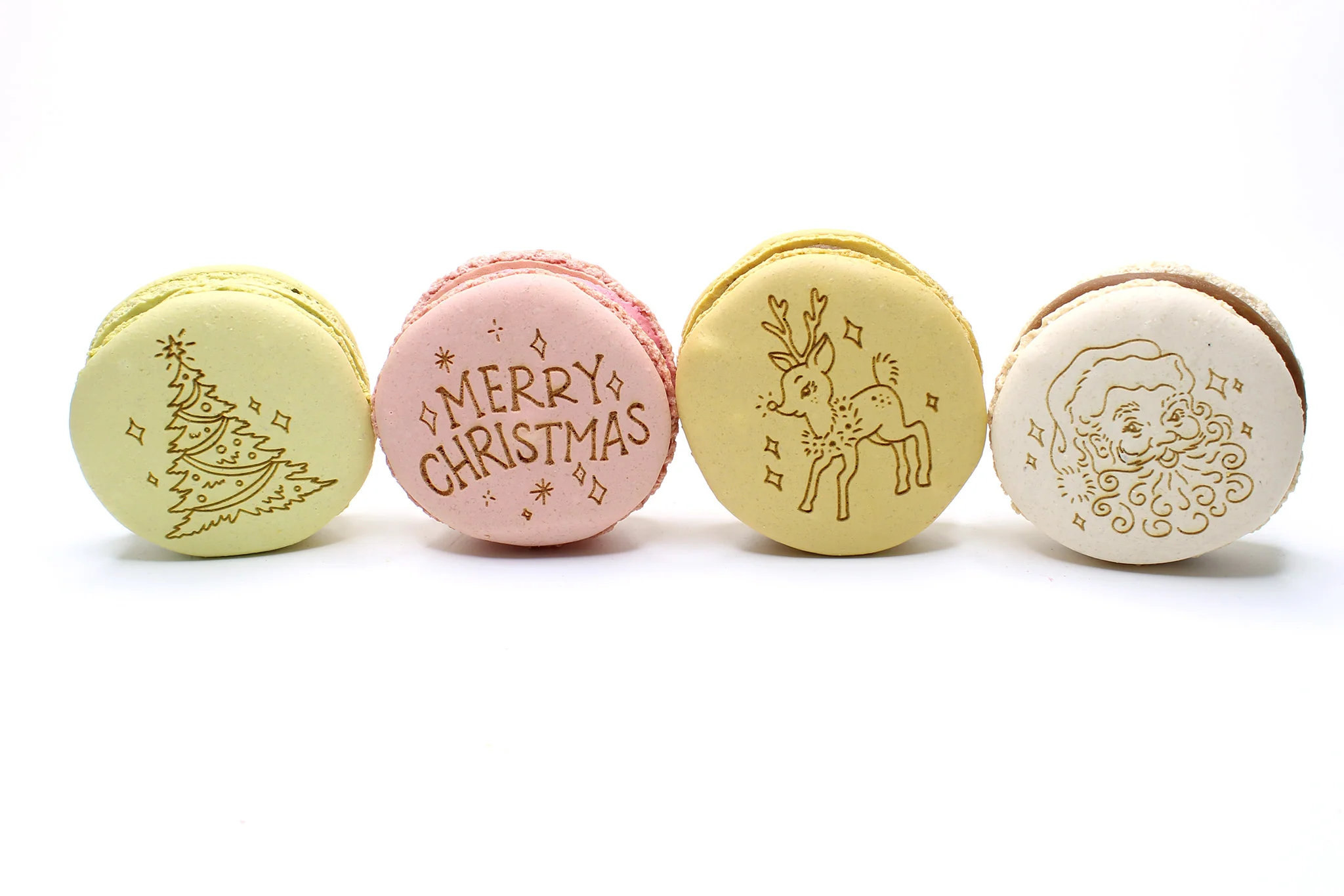 Festive Engraved Large Macarons - Mixed Box of 4 - Image 4