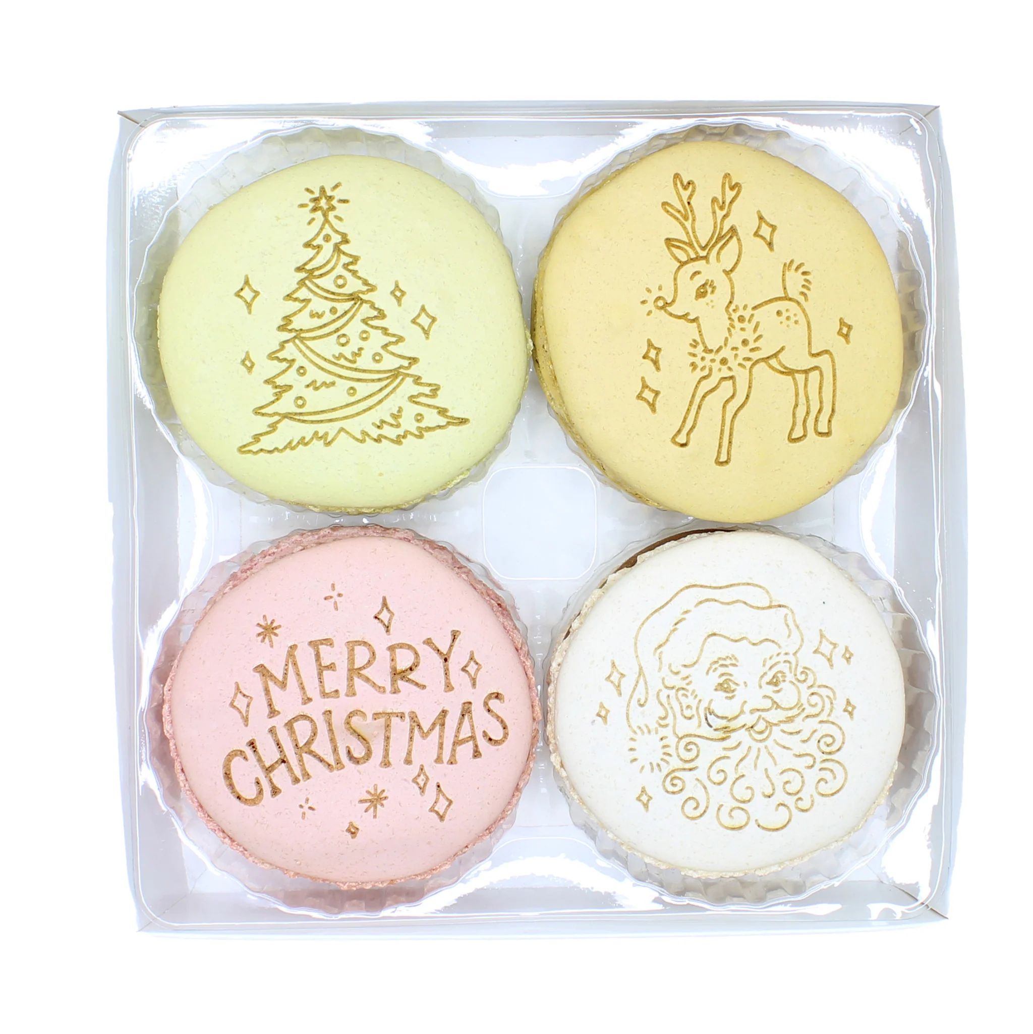 Festive Engraved Large Macarons - Mixed Box of 4 - Image 5